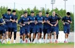 Mahmoud Gehad trains with the ball during Zamalek's training session