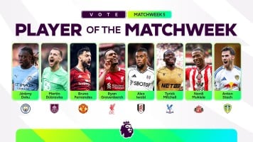List of Candidates for the Best Player Award in Round Five of the Premier League