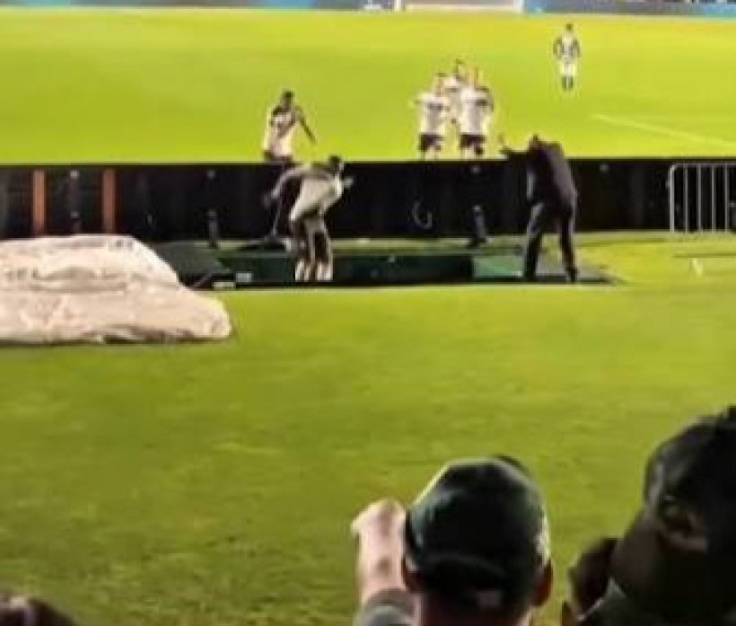 Celebration Gone Wrong: Defender Falls into Hole After Disallowed Goal