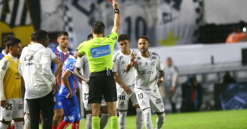 Neymar sent off due to new law, Santos snatch thrilling draw