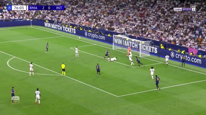 Gol Carlos Augusto Para el equipo Inter Contra Real Madrid en el minuto 77