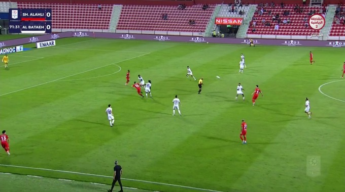Goal Saeed Ezatolahi For Team Shabab Al-Ahli Against Al Bataeh minute 72