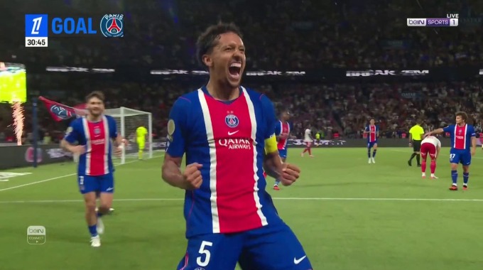 Gol Marquinhos Para el equipo Paris-SG Contra Monaco en el minuto 31