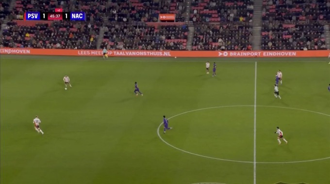 Goal Charles-Andreas Brym For Team NAC Breda Against PSV Eindhoven minute 45