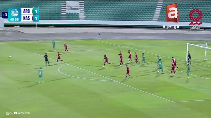 هدف نبيل مرموق لفريق العربي بمواجهة النصر بالدقيقة 45