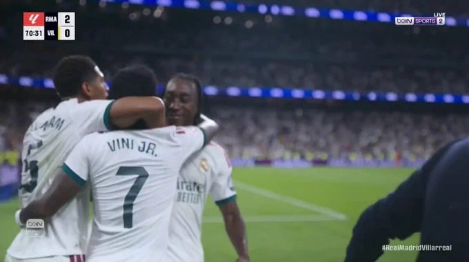 هدف ملغي فينيسيوس جونيور لفريق ريال مدريد بمواجهة فياريال بالدقيقة 71