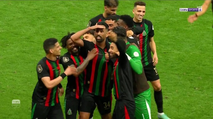 ضربة جزاء محمد ربيع حريمات لفريق الجيش الملكي بمواجهة صن داونز بالدقيقة 40