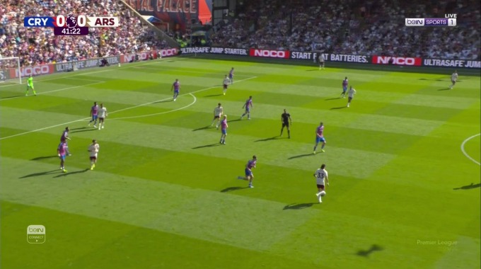 Gol Gabriel Jesus Para el equipo Arsenal Contra Crystal Palace en el minuto 42