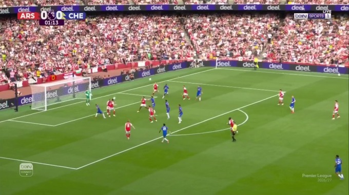 Gol Morgan Rogers Para el equipo Chelsea Contra Arsenal en el minuto 2