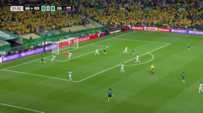 CrossBar Luis Díaz For Team Colombia Against Uzbekistan minute 32