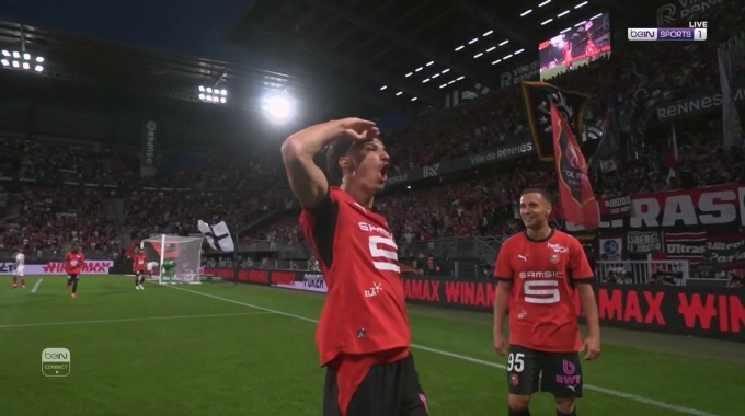 Gol Estéban Lepaul Para el equipo Rennais Contra Paris-SG en el minuto 38