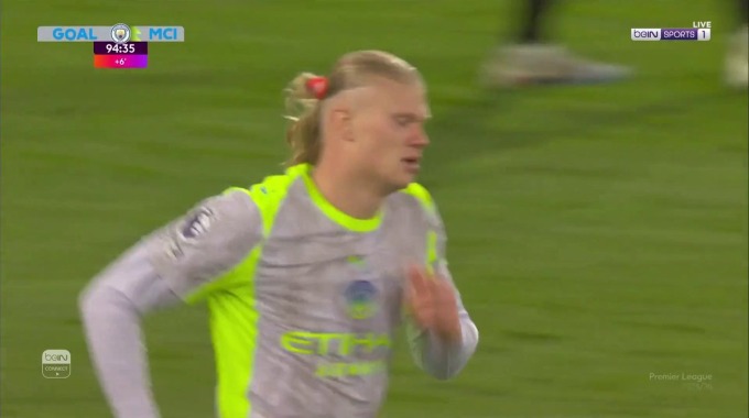 Gol Erling Haaland Para el equipo Man City Contra Bournemouth en el minuto 90
