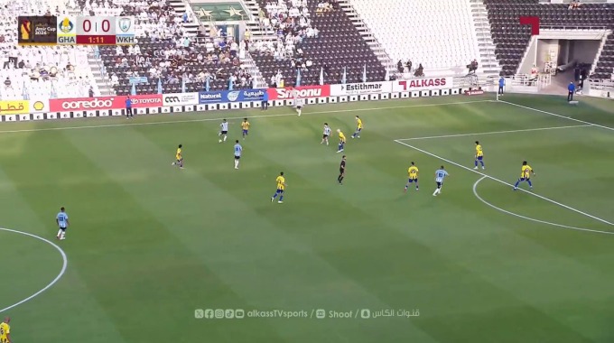 فرصة ضائعة يوسف عبدالرزاق لفريق الوكرة بمواجهة الغرافة بالدقيقة 2