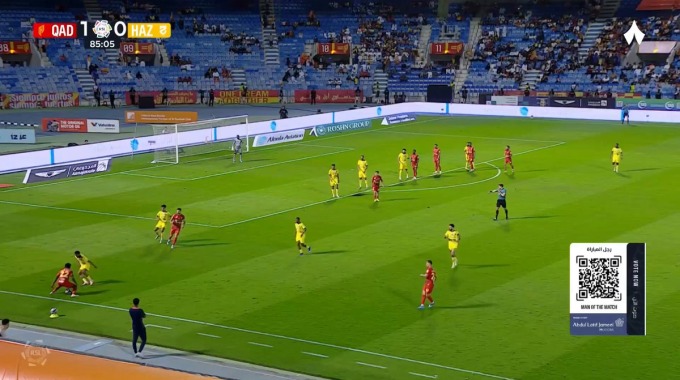 Gol Ali Abdullah Hazazi Para el equipo Al-Qadsiah Contra Al Hazem en el minuto 86