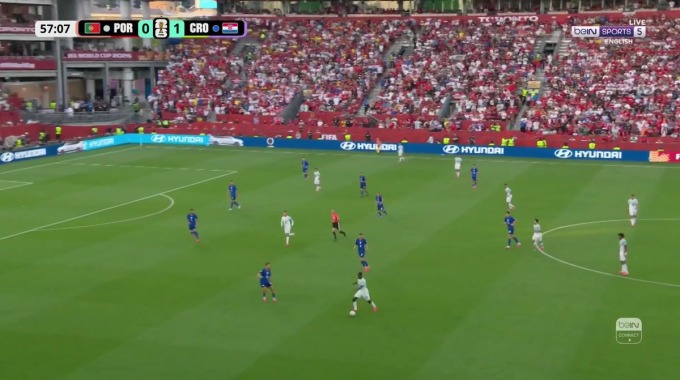 Tiro al poste Rafael Leão Para el equipo Portugal Contra Croacia en el minuto 58