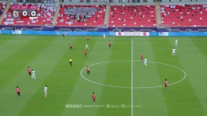 كرة بالعارضة كارل توكو ايكامبي لفريق العربي بمواجهة الريان بالدقيقة 11