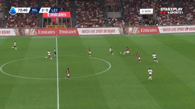 هدف دييغو موريرا لفريق ميلان بمواجهة ليتشي بالدقيقة 75