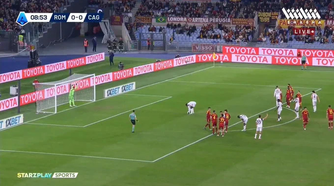 Penalty M'Bala Nzola Pour l’équipe Cagliari Contre Roma à la minute 10