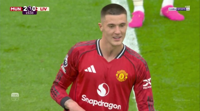But Benjamin Sesko Pour l’équipe Man United Contre Liverpool à la minute 14