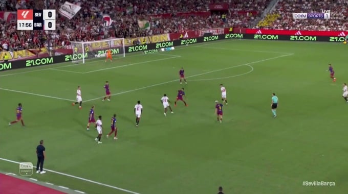 Gol Youssouf Fofana Para el equipo Sevilla Contra Barcelona en el minuto 19