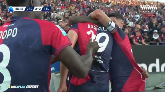 Goal Gennaro Borrelli For Team Cagliari Against Atalanta minute 48