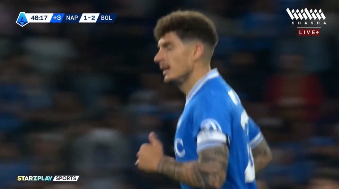 Goal Giovanni Di Lorenzo For Team SSC Napoli Against Bologna minute 45