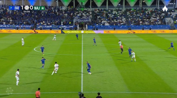 Goal Fahad Aqeel Al-Zubaidi For Team Al Fateh FC Against Al Najma minute 55