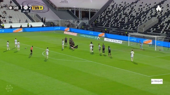 Gol Angelo Fulgini Para el equipo Al-Taawoun Contra Al Shabab en el minuto 49