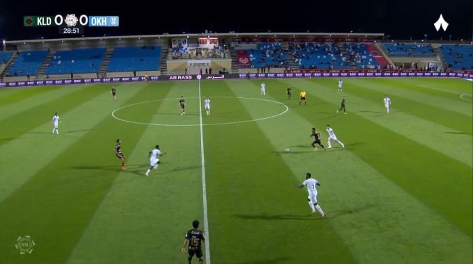 Yellow Card Hattan Bahebri For Team Al-Kholood Against Al-Okhdood minute 30