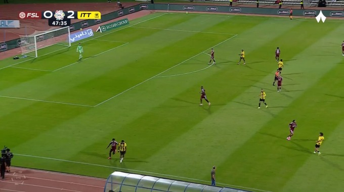 Yellow Card Hassan Kadesh For Team Al Ittihad Against Al-Faisaly minute 48
