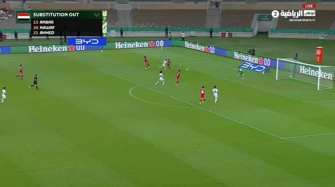 CrossBar Nasser Mohammedoh For Team Yemen Against Bahrain minute 69