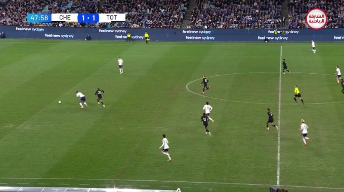 Red Card Kevin Danso For Team Tottenham Against Chelsea minute 49