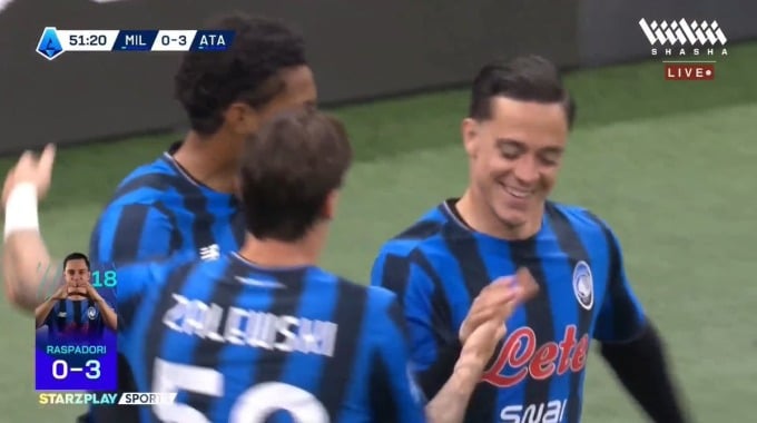 Goal Giacomo Raspadori For Team Atalanta Against AC Milan minute 52