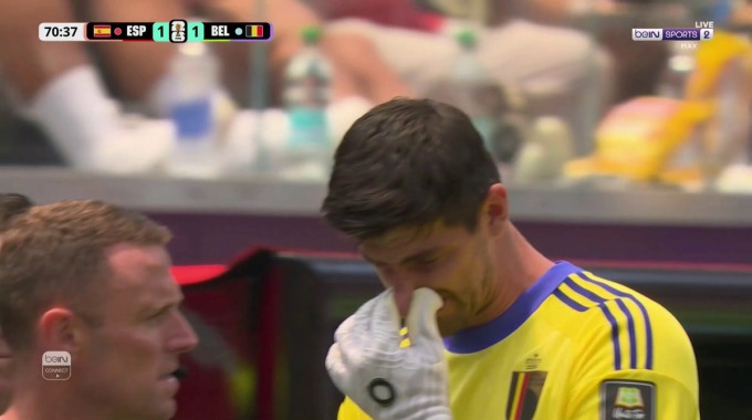 Substitution Thibaut Courtois For Team Belgium Against Spain minute 71