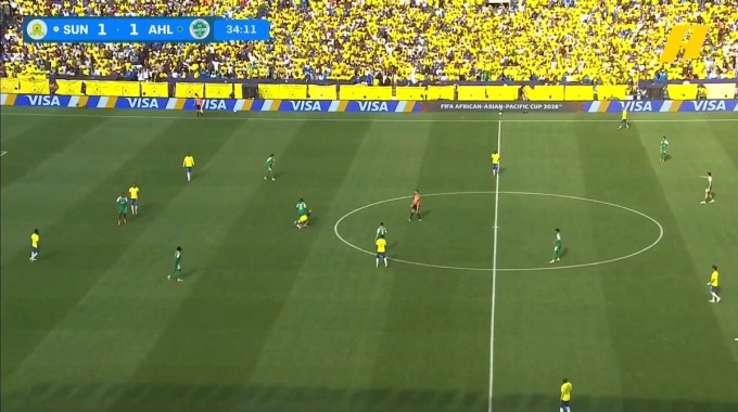 Carton jaune Valentin Atangana Pour l’équipe Al-Ahli Contre Sundowns à la minute 35