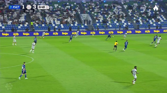 Red Card Ziyad Al-Jari For Team Al Fateh FC Against Al Shabab minute 76