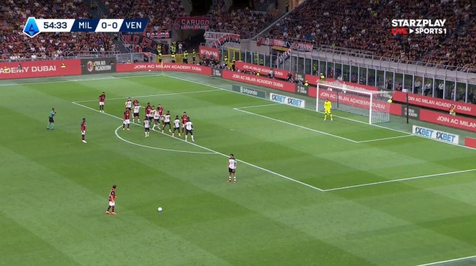 CrossBar Koni De Winter For Team AC Milan Against Venezia minute 56