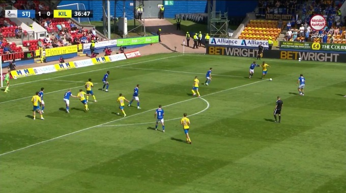 Gol Greg Kiltie Para el equipo Kilmarnock Contra St. Johnstone en el minuto 37