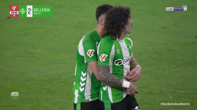 Goal Héctor Bellerín For Team Real Betis Against Real Madrid minute 90