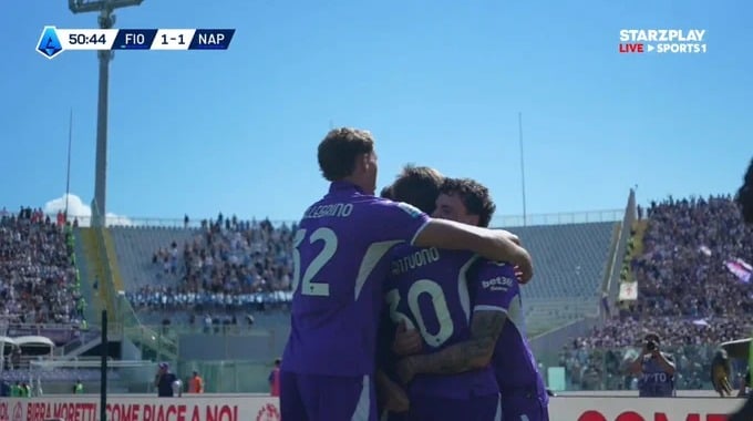هدف أليكس خيمينيز لفريق فيورنتينا بمواجهة نابولي بالدقيقة 51