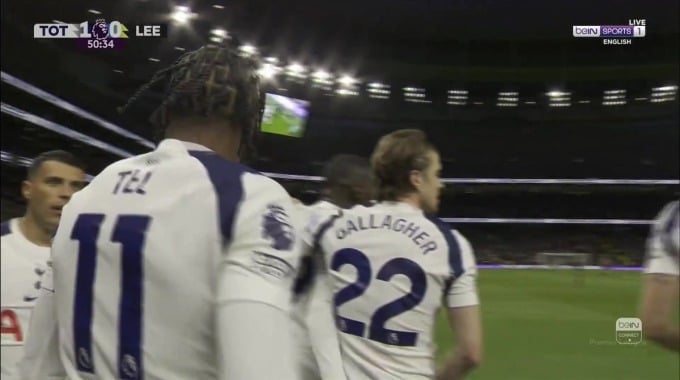 Goal Mathys Tel For Team Tottenham Against Leeds United minute 51