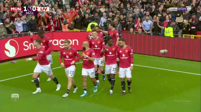 But Matheus Cunha Pour l’équipe Man United Contre Liverpool à la minute 6
