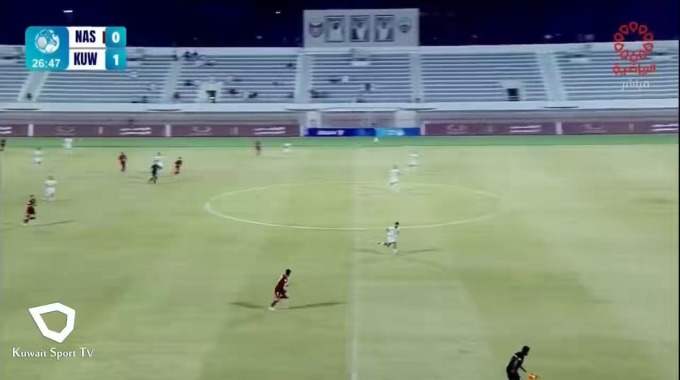 هدف فواز المبيلش لفريق النصر بمواجهة الكويت بالدقيقة 27