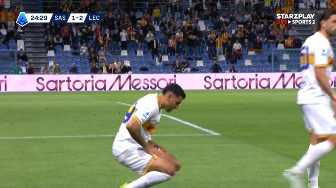 Gol Walid Cheddira Para el equipo Lecce Contra Sassuolo en el minuto 25