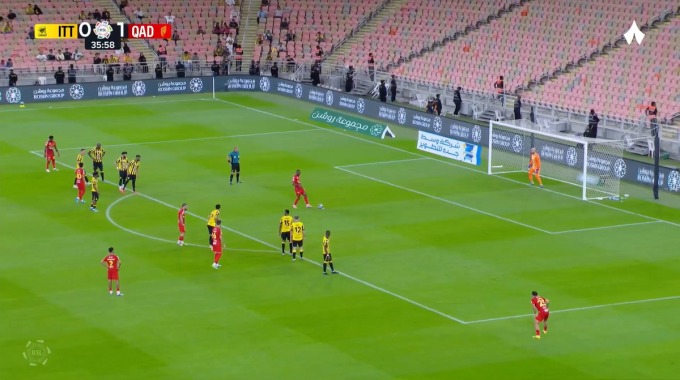 Penalti Julián Quiñones Para el equipo Al-Qadsiah Contra Al Ittihad en el minuto 37
