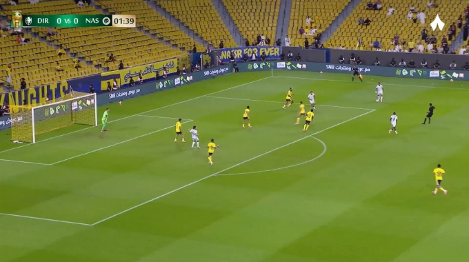 هدف أوسكار رودريغز لفريق الدرعية بمواجهة النصر بالدقيقة 2