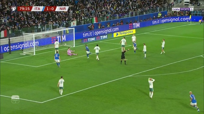 Goal Moise Kean For Team Italy Against Northern Ireland minute 80