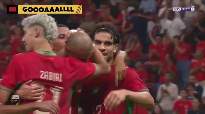 Goal Noussair Mazraoui For Team Morocco Against Gabon minute 37