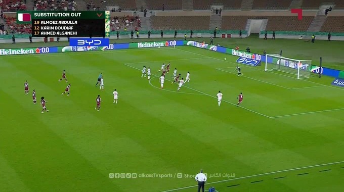 But Boualem Khoukhi Pour l’équipe le Qatar Contre Bahreïn à la minute 61