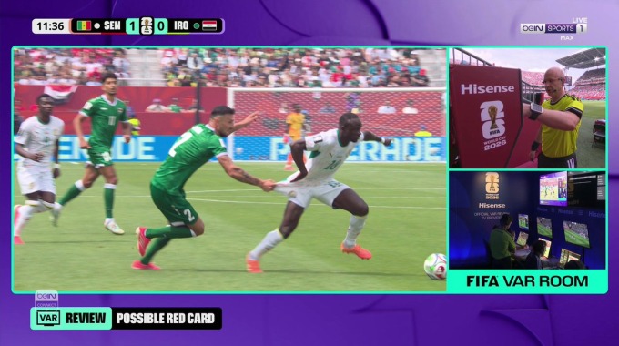 Red Card Rebin Sulaka For Team Iraq Against Senegal minute 13
